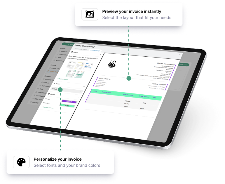 Invoice layout editor
